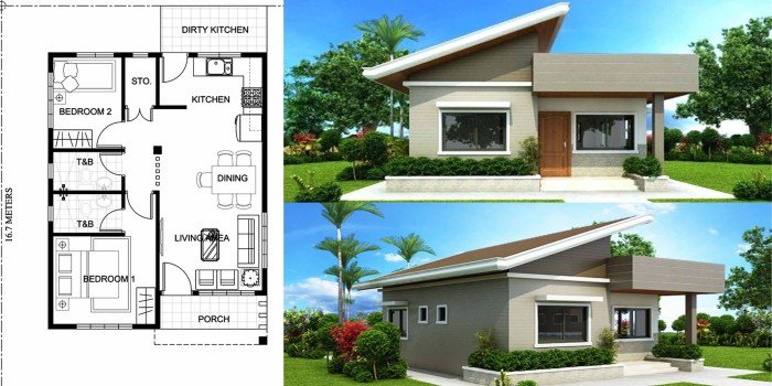 House bedroom plans designs plan floor two bedrooms extremely gorgeous pinoy share Desain rumah 2 kamar tidur