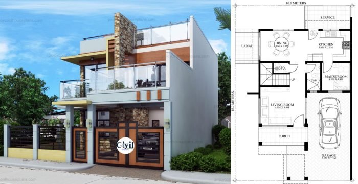 Desain rumah minimalis 2 lantai luas tanah 60 meter