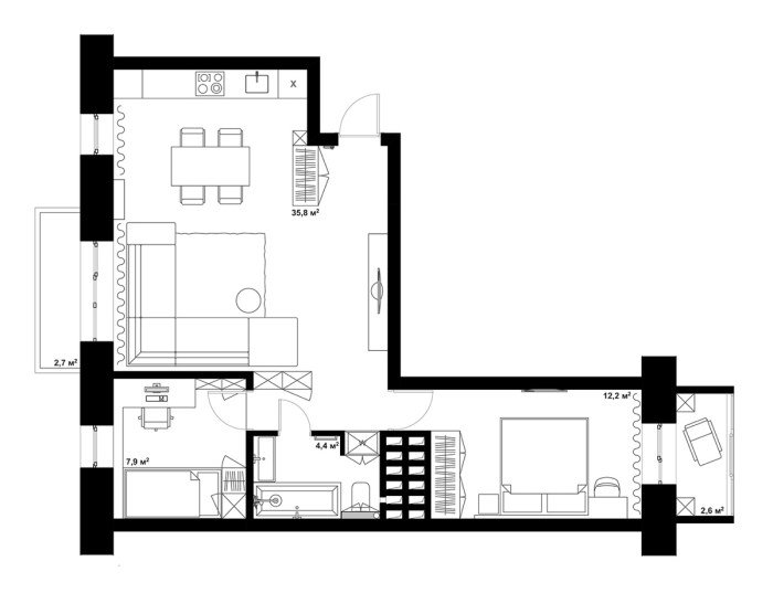 Desain rumah leter l 2 kamar