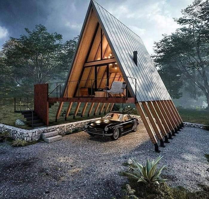 Desain rumah segi tiga