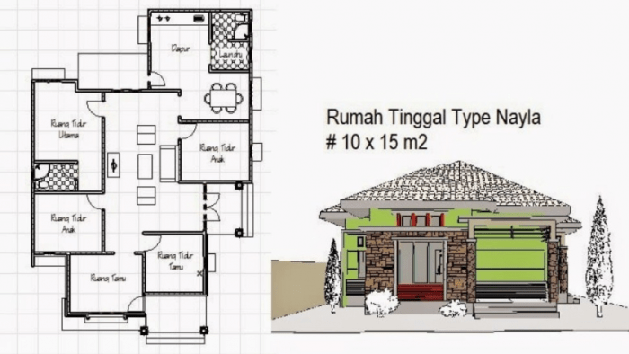 Desain rumah 10x15 2 lantai