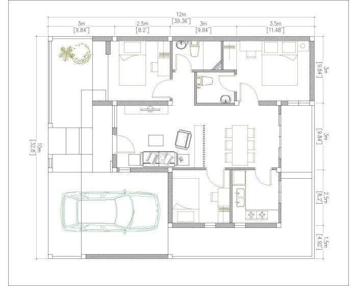 Desain rumah 10x12 3 kamar