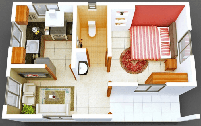 Bedroom house plans apartment floor top studio plan international room storey square small houses housing meters feet flat designs apartments Desain rumah kecil 1 kamar tidur