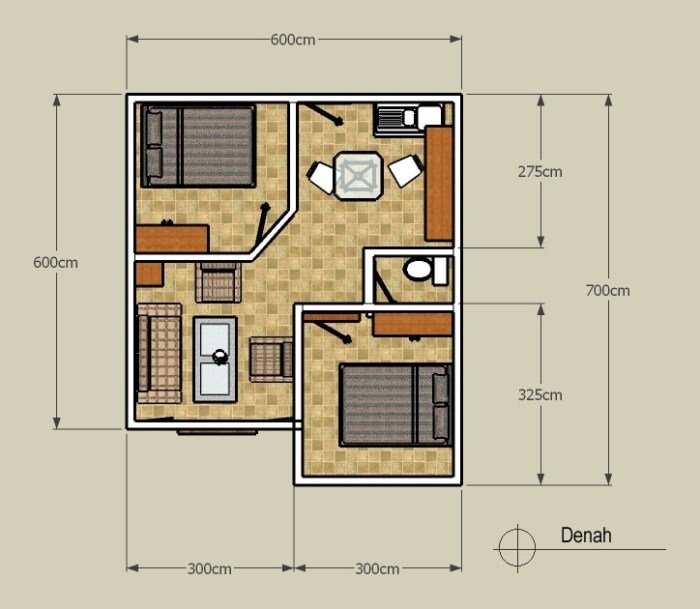 Desain rumah 8x8 1 lantai