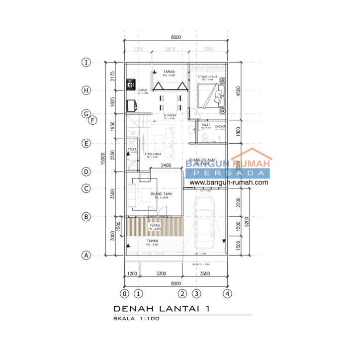 Desain rumah 8 x 15 2 lantai