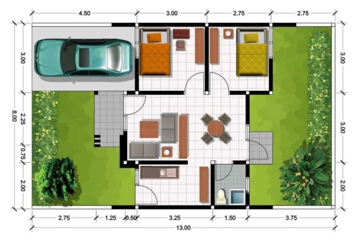 Desain rumah type 36 kamar 3