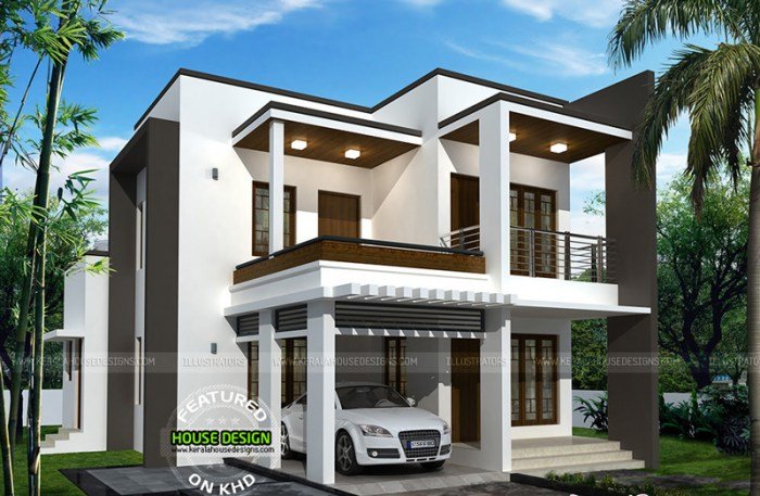 Desain rumah 2 lantai tangga diluar